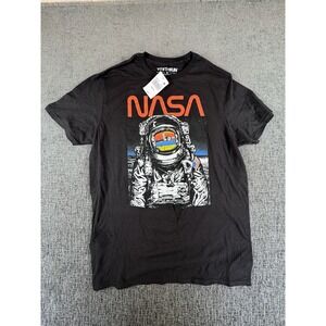 NASA Shirt Mens Medium Black Short Sleeve Cotton Crew Neck Space T-Shirt Adult
